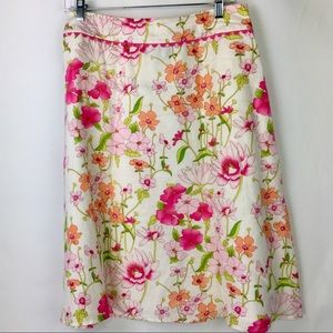 Northern Isles 100% Linen Floral Print Skirt